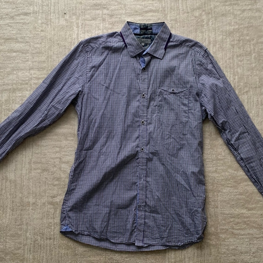 Ted Baker Navy Checkered Casual Shirt